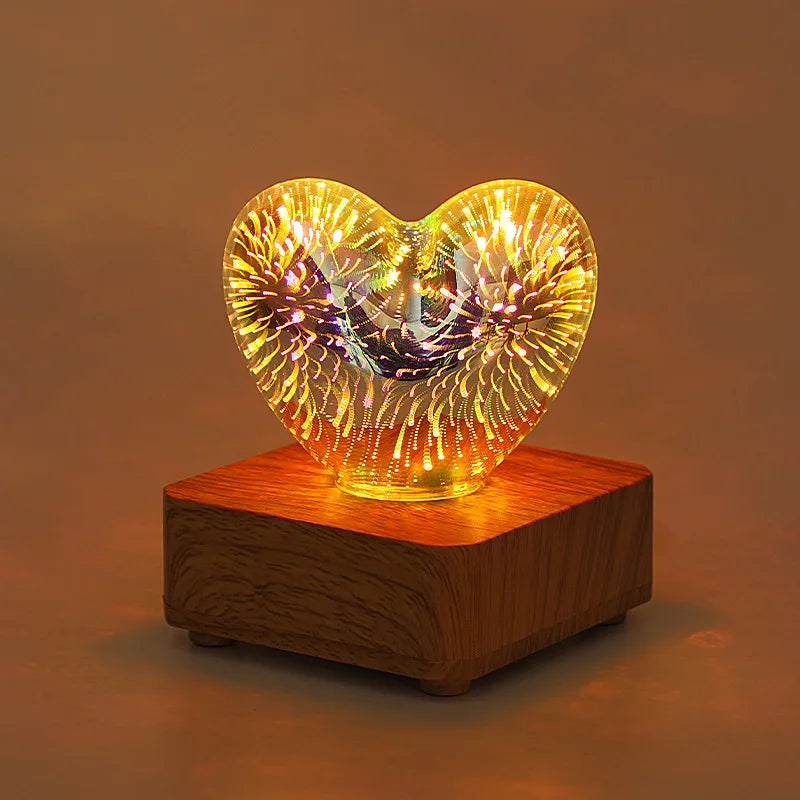 Romantic Heart-Shaped 3D Firework Night Light with Eco-Friendly Materials, 7 Color Modes - Perfect Gift for Couples, Lovers, Mothers, and Kids