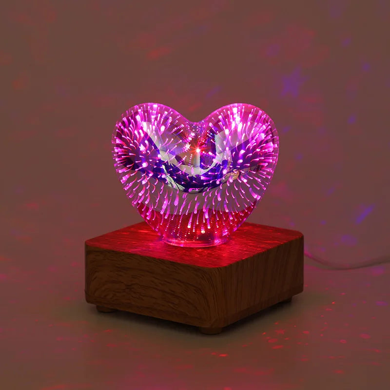 Romantic Heart-Shaped 3D Firework Night Light with Eco-Friendly Materials, 7 Color Modes - Perfect Gift for Couples, Lovers, Mothers, and Kids