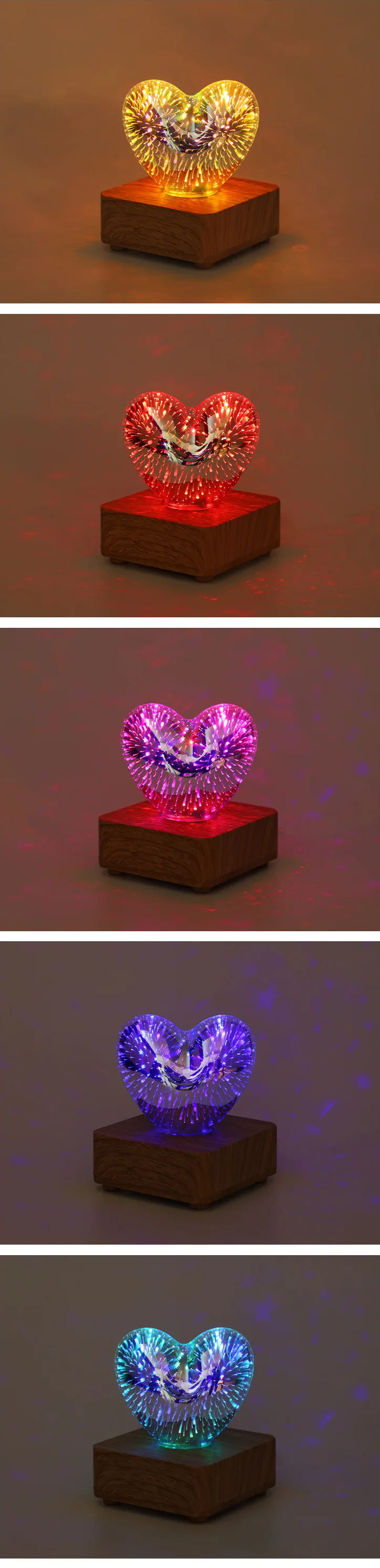 NoVa 3D Firework Love Heart Night Light