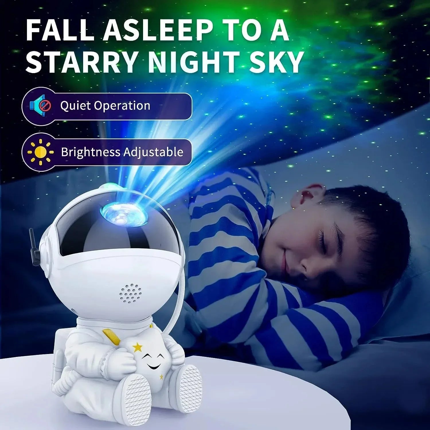NoVa Astronaut Galaxy Star Projector creating a mesmerizing starry sky effect in a stylish astronaut design - Perfect for home decor and relaxation
