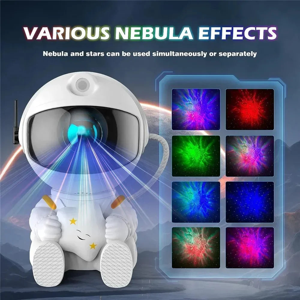 NoVa Astronaut Galaxy Star Projector creating a mesmerizing starry sky effect in a stylish astronaut design - Perfect for home decor and relaxation