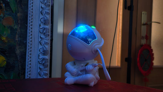 NoVa Astronaut Galaxy Star Projector creating a mesmerizing starry sky effect in a stylish astronaut design - Perfect for home decor and relaxation