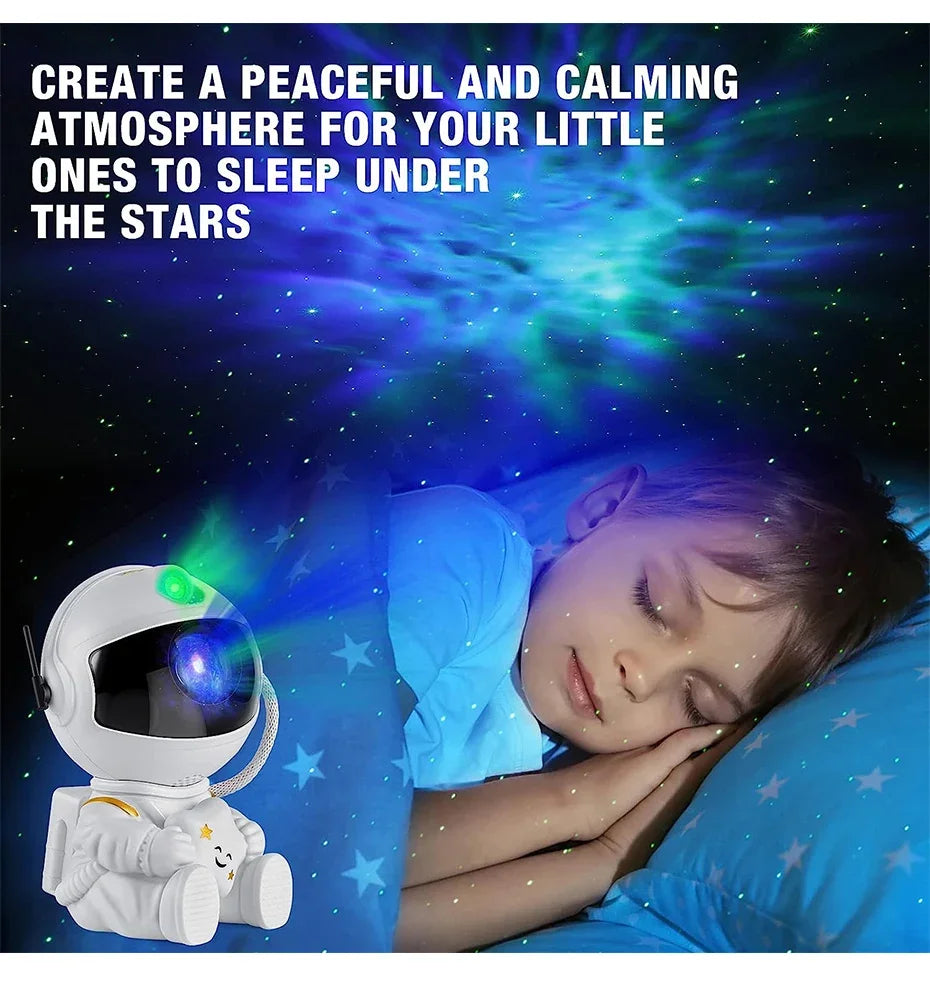 NoVa Astronaut Galaxy Star Projector creating a mesmerizing starry sky effect in a stylish astronaut design - Perfect for home decor and relaxation