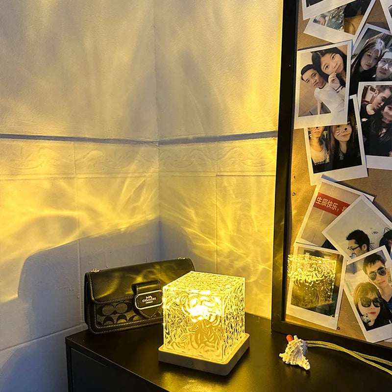 NoVa Dynamic Water Ripple Crystal Night Light with 16 RGB color-changing modes, dynamic lighting effects, and a unique crystal design, perfect for creating a warm and romantic atmosphere