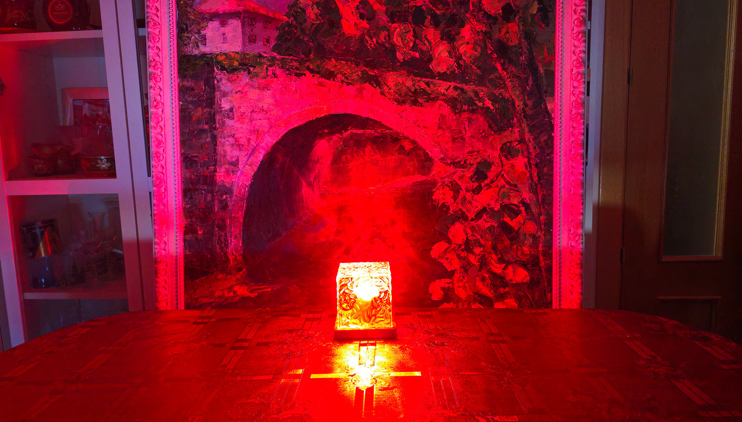 NoVa Dynamic Water Ripple Crystal Night Light with 16 RGB color-changing modes, dynamic lighting effects, and a unique crystal design, perfect for creating a warm and romantic atmosphere