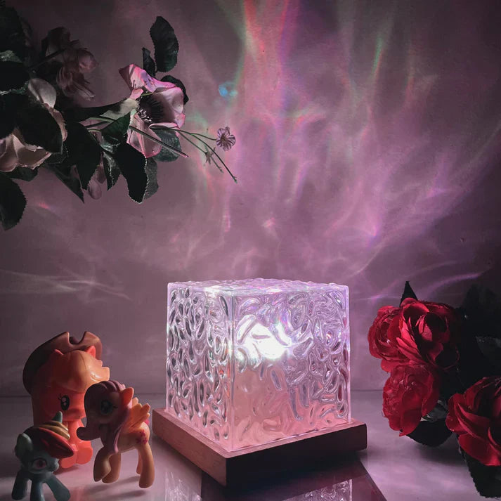 NoVa Dynamic Water Ripple Crystal Night Light with 16 RGB color-changing modes, dynamic lighting effects, and a unique crystal design, perfect for creating a warm and romantic atmosphere