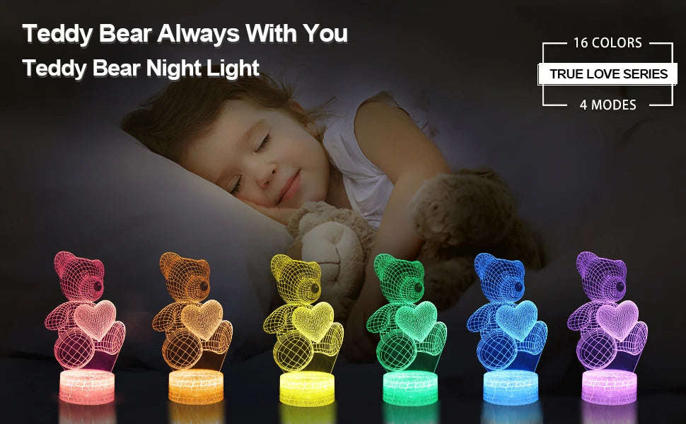 Enchanting NoVa Lover 3D Illusion Night Light with stunning 3D visual effects, multiple color options, and remote control functionality - Perfect for kids, gamers, and romantic gifts