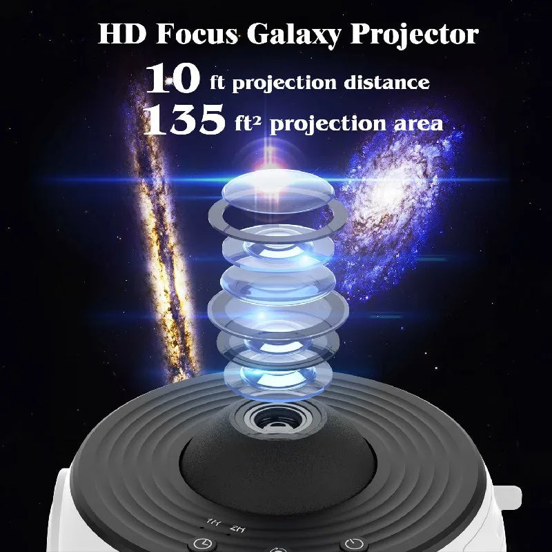 NoVa Planetarium Projector with adjustable brightness and color settings, featuring 12 high-definition effects including stars, nebulas, and galaxies, perfect for creating a celestial atmosphere at home