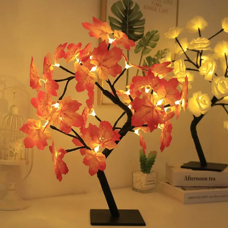 Convenient USB-powered NoVa Premium Illuminated Tree Lamp connected to a laptop, showcasing its portability.