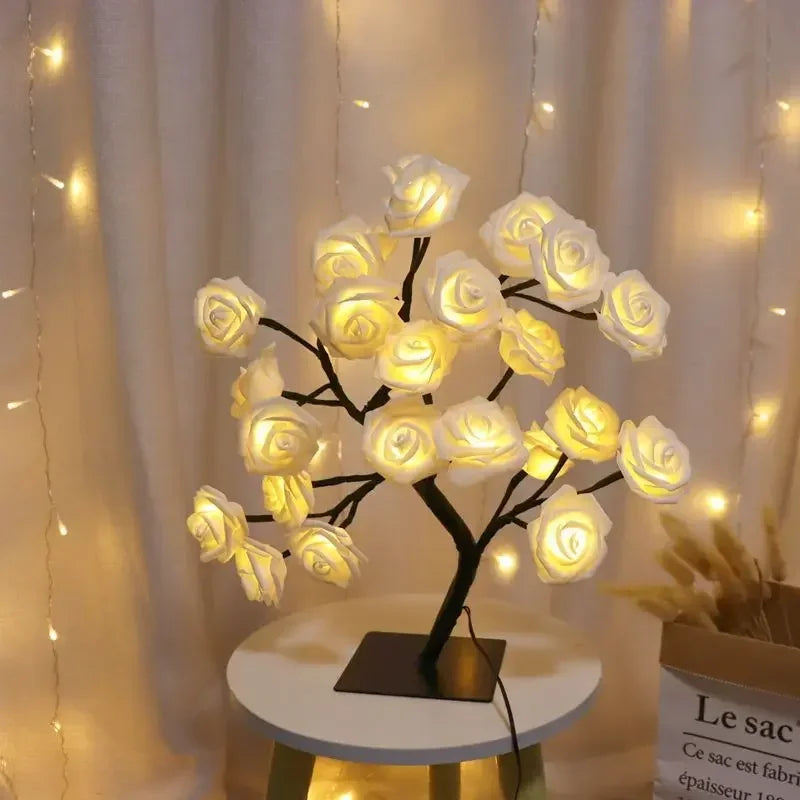 NoVa Premium Illuminated Tree Lamp used as a side lamp in a modern living room, adding a touch of natural elegance.