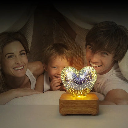 Romantic Heart-Shaped 3D Firework Night Light with Eco-Friendly Materials, 7 Color Modes - Perfect Gift for Couples, Lovers, Mothers, and Kids