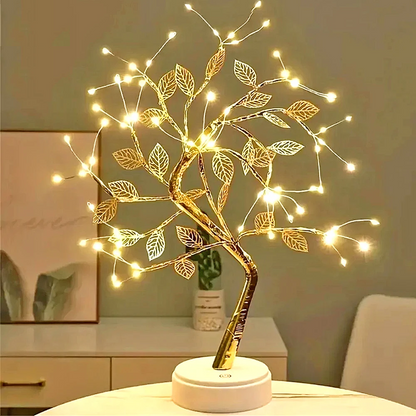 NoVa Illuminated Tree Night Lamp featuring various illuminated leaves including autumn leaves, yellow roses, light ball leaves, and colorful roses, perfect for creating a magical atmosphere