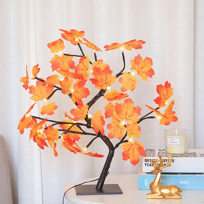 NoVa Illuminated Tree Night Lamp featuring various illuminated leaves including autumn leaves, yellow roses, light ball leaves, and colorful roses, perfect for creating a magical atmosphere