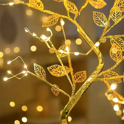 NoVa Illuminated Tree Night Lamp featuring various illuminated leaves including autumn leaves, yellow roses, light ball leaves, and colorful roses, perfect for creating a magical atmosphere